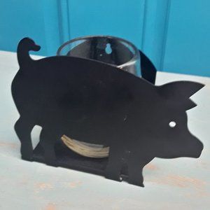 Metal Pig Home Decor Farmhouse Jar Holder Planter Shabby Chic Animal